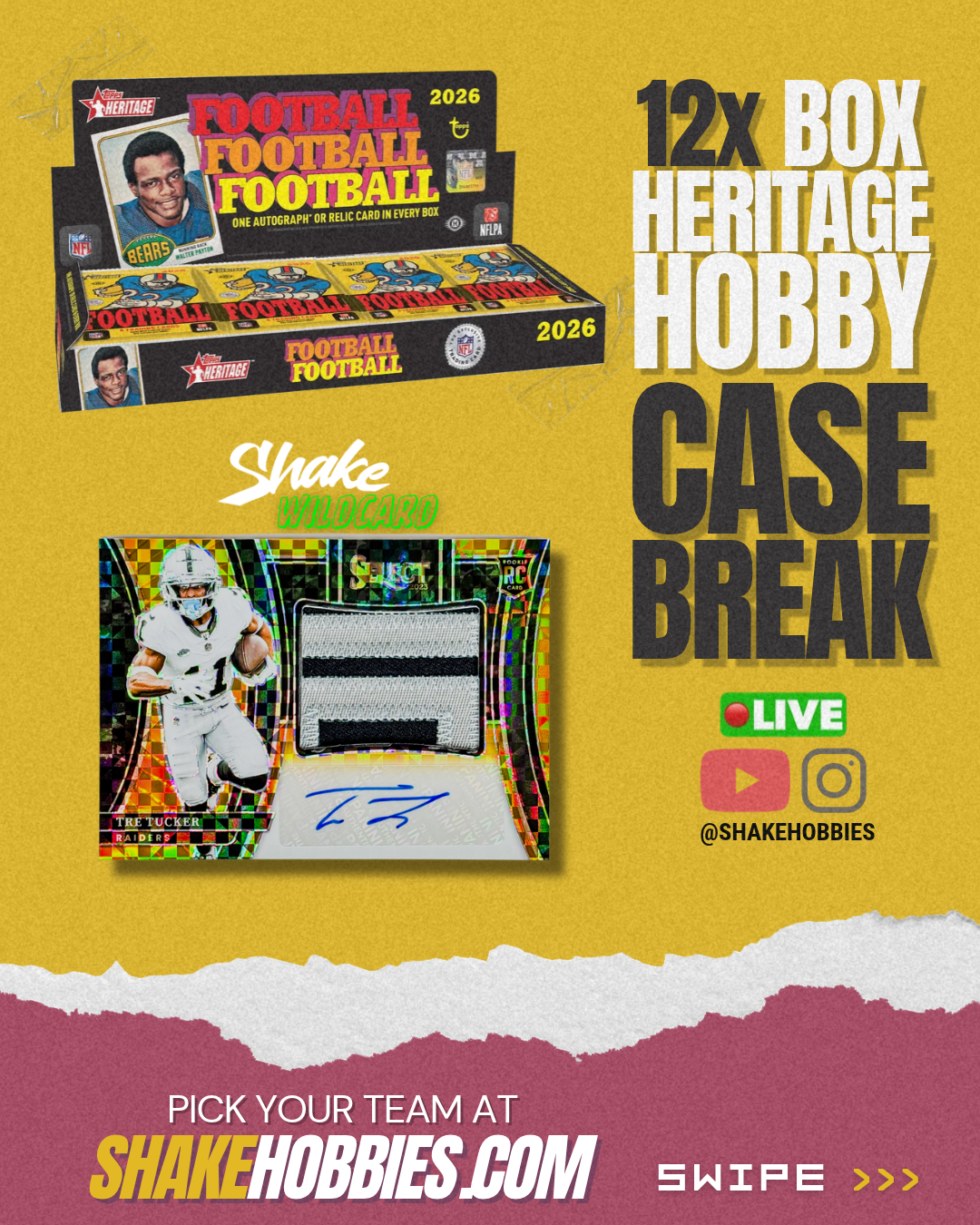SH-3016 | 12x 2026 HERITAGE Football 🏈 [HOBBY] // Case-Break